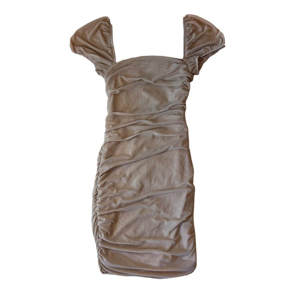 Princess Polly Charvi Mini Dress Women Size 2 Ruched Tan Sexy Dance Club Party‎